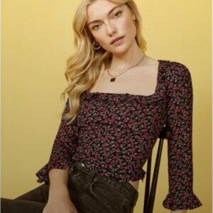 Reformation Barb Top in Mabel Black Rose